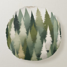 Cojín Redondo Fir Trees Neutrales Verdes