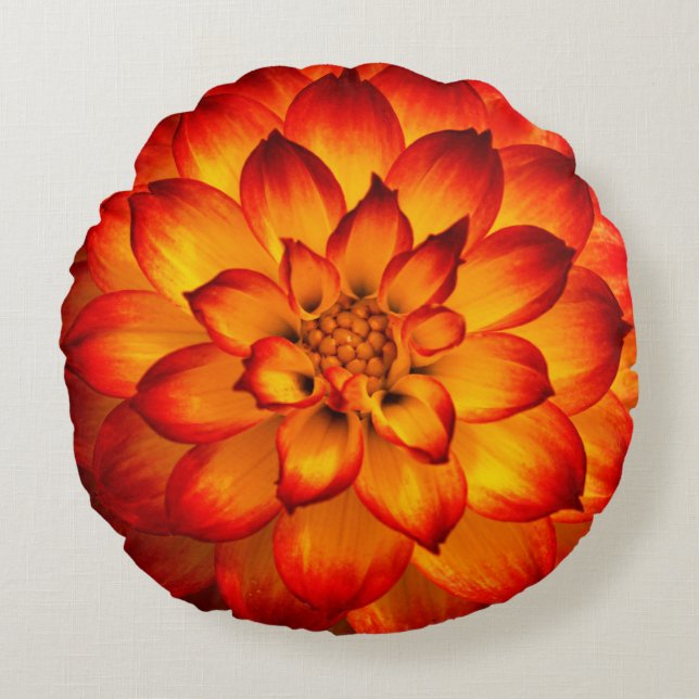 Cojín Redondo Fire Dahlia Round Pillow (Anverso)