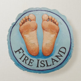 Cojín Redondo Fire Island barefoot & fancy free! Funny host gift