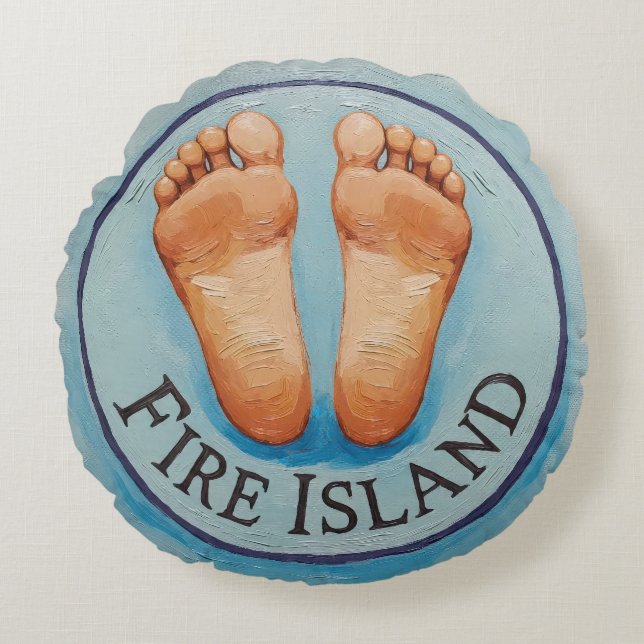 Cojín Redondo Fire Island barefoot & fancy free! Funny host gift (Anverso)