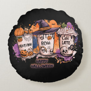 Cojín Redondo Fitness Halloween 🎃Protein, BCAA & Café Latte