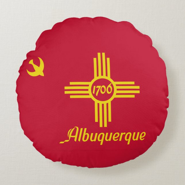 Cojín Redondo Flag of Albuquerque, New Mexico Round Pillow (Anverso)
