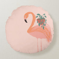 Flamenco Tropical con Planta en Maceta Dibujado a 