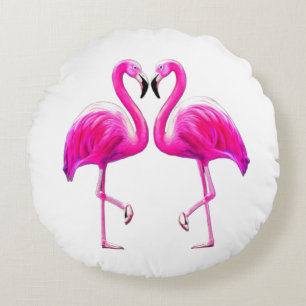 Cojín Redondo Flamencos rosados enamorados