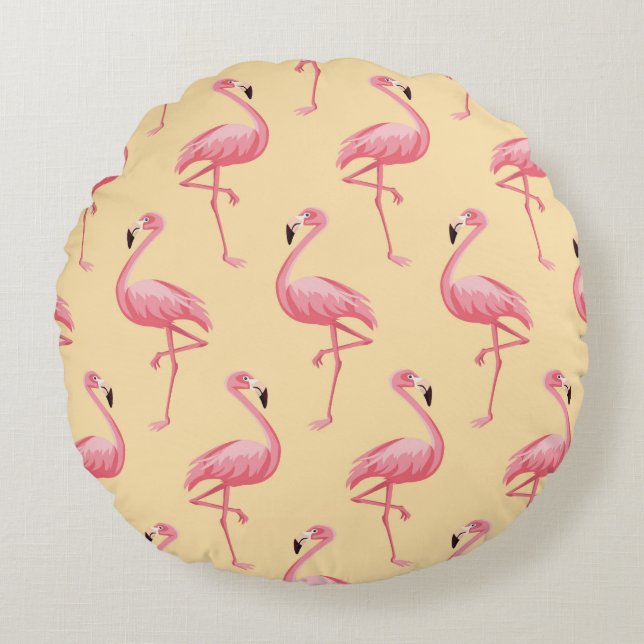 Cojín Redondo Flamingo seamless pattern background. Pink flaming (Anverso)