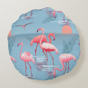 Cojín Redondo Flamingos Patrón 1