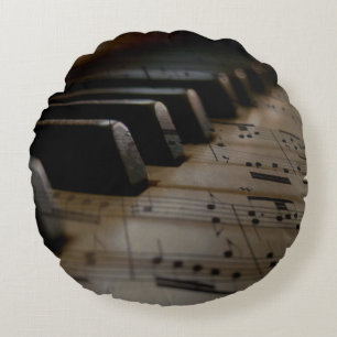 Cojín Redondo Flash Drive de Piano Keys de música antigua