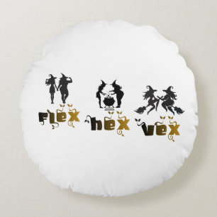 Cojín Redondo Flex. Hex. Vex. Brujas con Positividad Corporal y