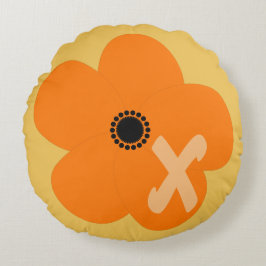 Cojín Redondo Flor amarilla Naranja brillante