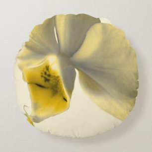 Cojín Redondo Flor artística en tonos amarillos