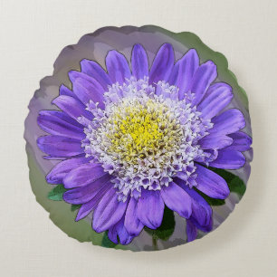 Cojín Redondo flor azul violeta