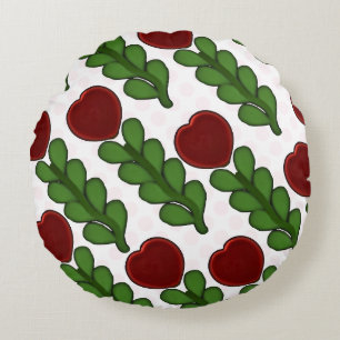 Cojín Redondo Flor Botánica de Corazón Radiante