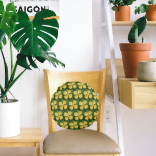 Cojín Redondo Flor de amapola amarilla Celandina