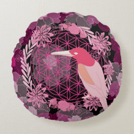 Cojín Redondo Flor de aves de la vida