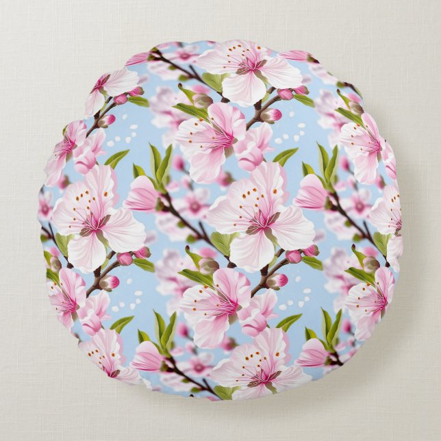 Cojín Redondo Flor de Cerezo (Anverso)