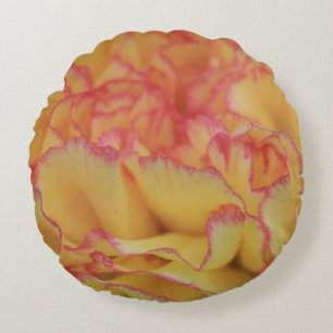Cojín Redondo Flor de clavel rosa y amarillo colorido
