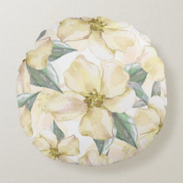 Cojín Redondo Flor de Crema al Acuarela - Floral Neutral