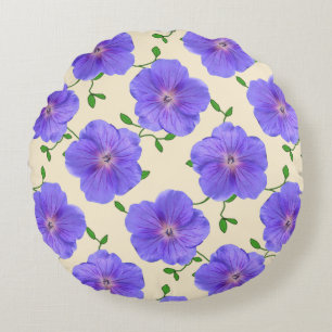 Cojín Redondo Flor de geranio azul botánico
