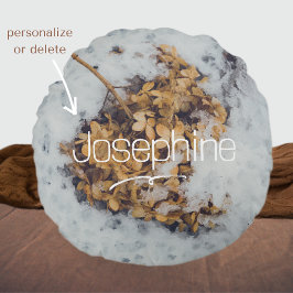 Cojín Redondo Flor de hortensia en la nieve