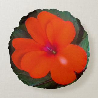 Cojín Redondo Flor de impaciencia naranja
