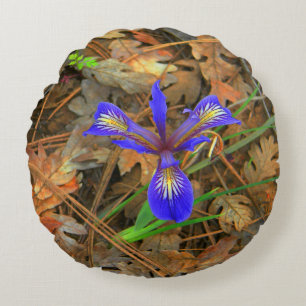 Cojín Redondo Flor de Iris salvaje...