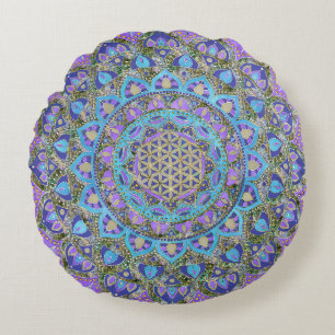 Cojín Redondo Flor de la Vida - Mandala Estilo India 2