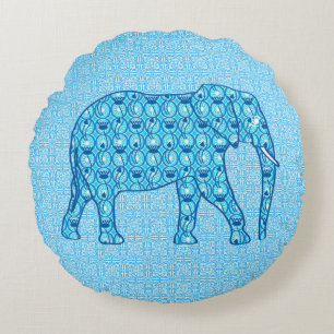 Cojín Redondo flor de loto elefante - turquesa