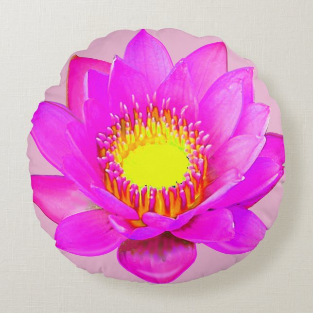 Cojín Redondo Flor de Loto Rosa (Anverso)