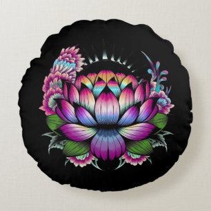 Cojín Redondo Flor de Lotus radiante - Armonía espiritual