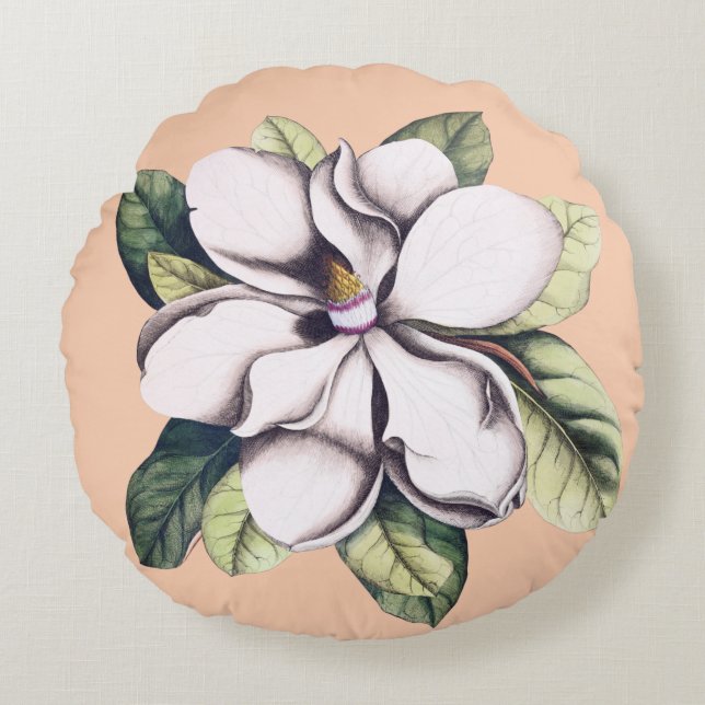 Cojín Redondo Flor de Magnolia (Anverso)
