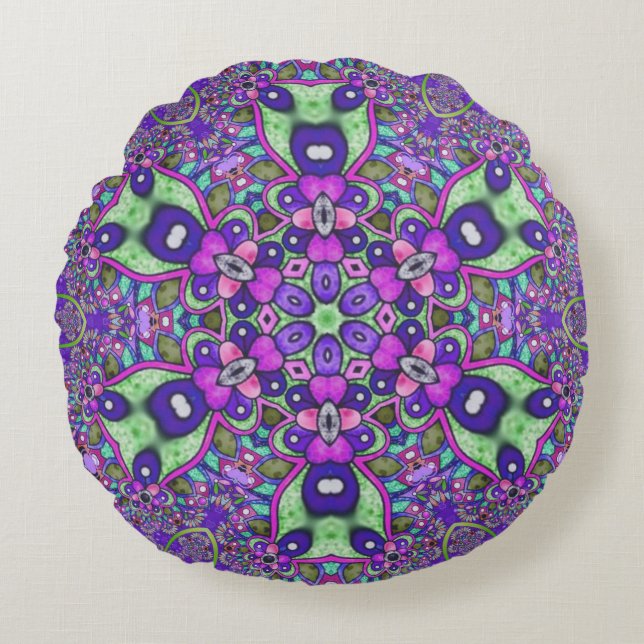 Cojín Redondo Flor de Mandala (Anverso)
