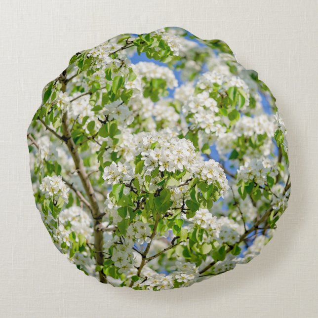 Cojín Redondo Flor de manzano silvestre (Reverso)