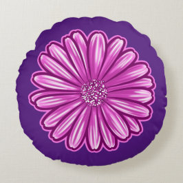 Cojín Redondo Flor de margarita africana, Ilustracion realista