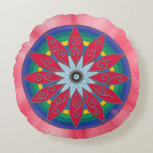 Cojín Redondo Flor de pinata geométrica