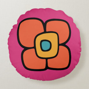 Cojín Redondo Flor de Primavera Retro