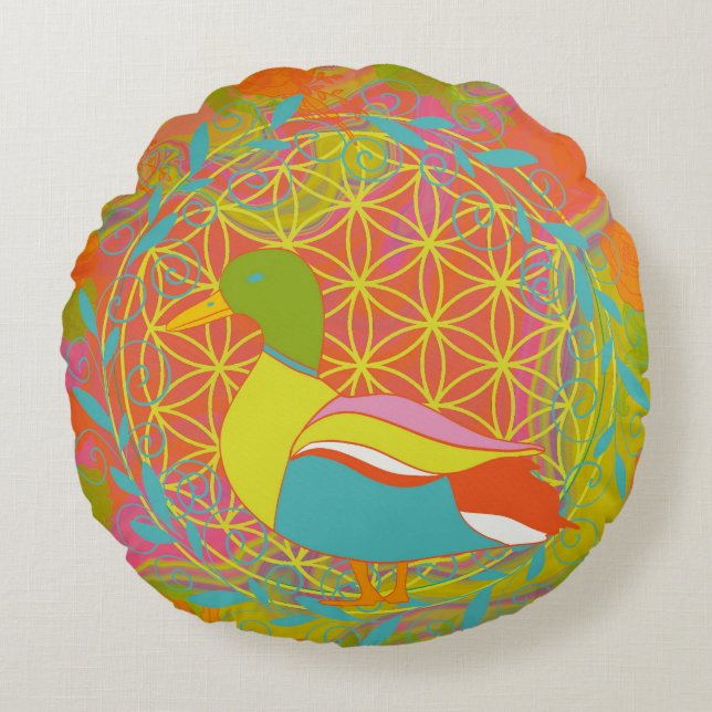 Cojín Redondo Flor de vida (Anverso)