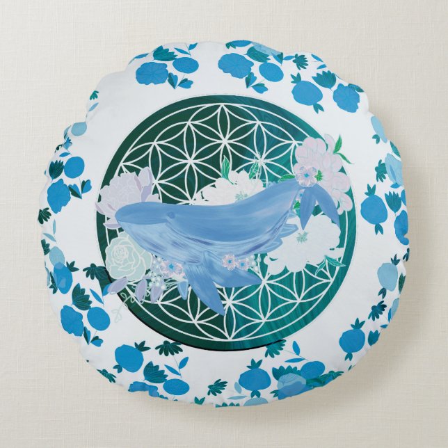 Cojín Redondo Flor de vida (Anverso)