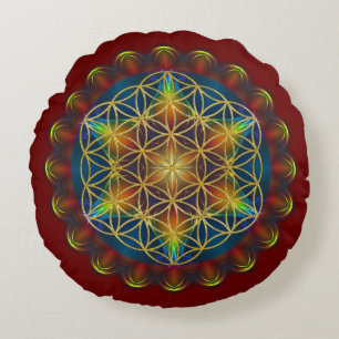 Cojín Redondo Flor de vida / Blume des Lebens - Mandala III