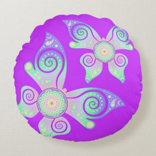 Cojín Redondo Flor de vida / Blume des Lebens - mariposa