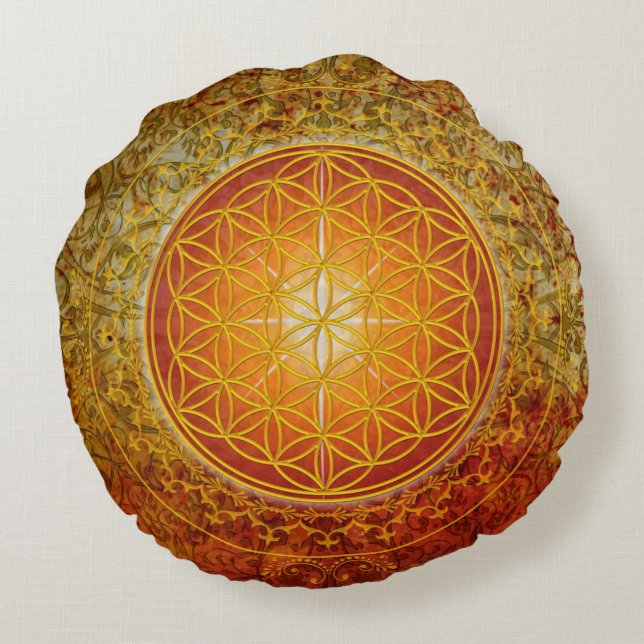 Cojín Redondo Flor de vida / Blume des Lebens - Ornamento III (Reverso)