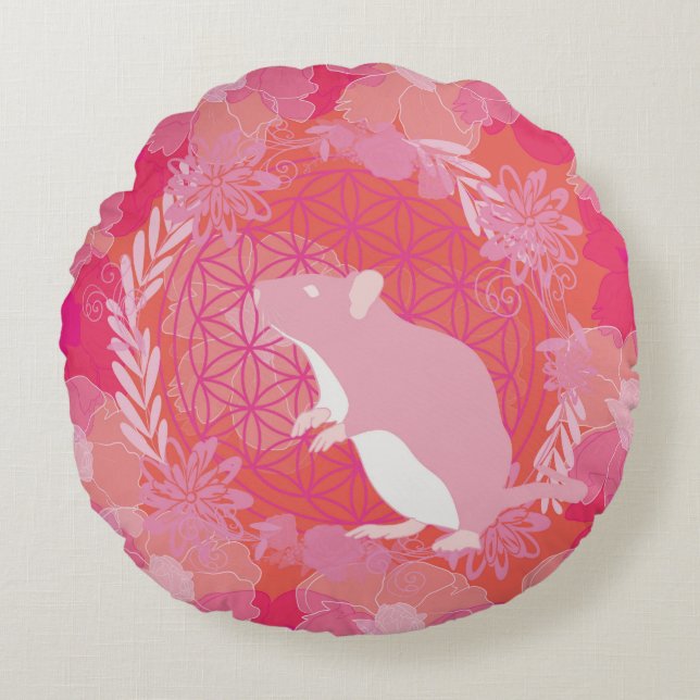 Cojín Redondo Flor de vida del ratón (Anverso)