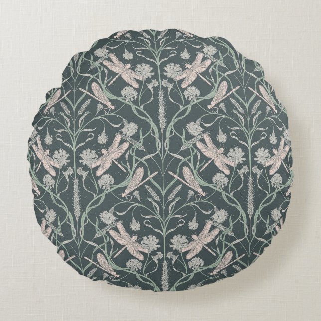 Cojín Redondo Flor de volante de ensueño, estrellas, chevron (Anverso)