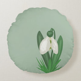 Cojín Redondo Flor delicada de Galanthus de primavera