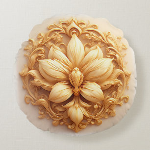 Cojín Redondo Flor elegante sobre fondo ornamentado