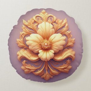 Cojín Redondo Flor elegante sobre fondo ornamentado