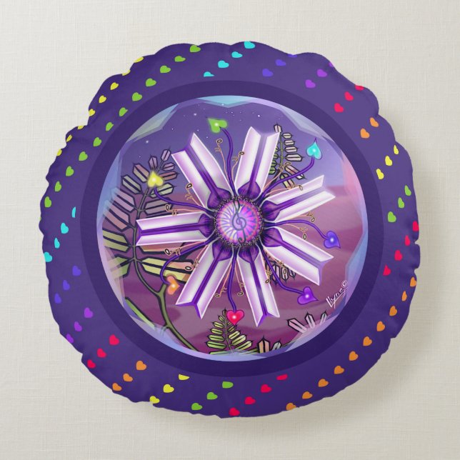 Cojín Redondo Flor en el desierto (Anverso)