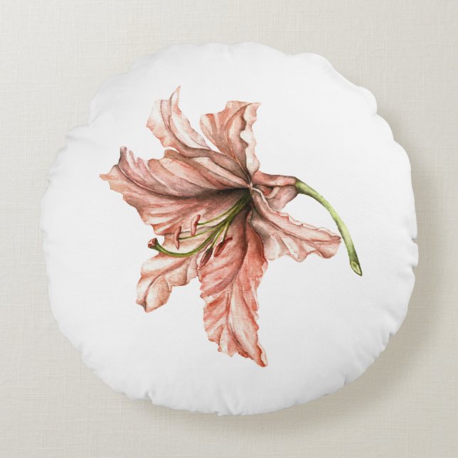 Cojín Redondo Flor Lirio Rosa (Anverso)