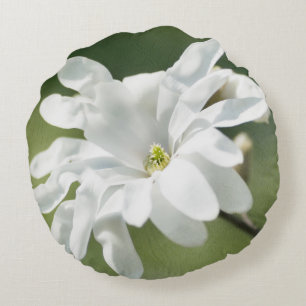 Cojín Redondo Flor magnolia blanca