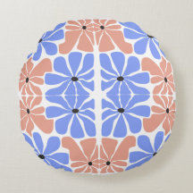 Flor moderna geométrica - Patrón azul y melocotón