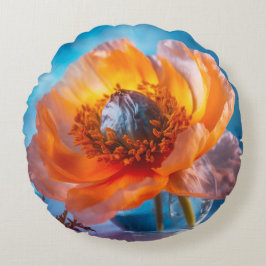 Cojín Redondo Flor naranja